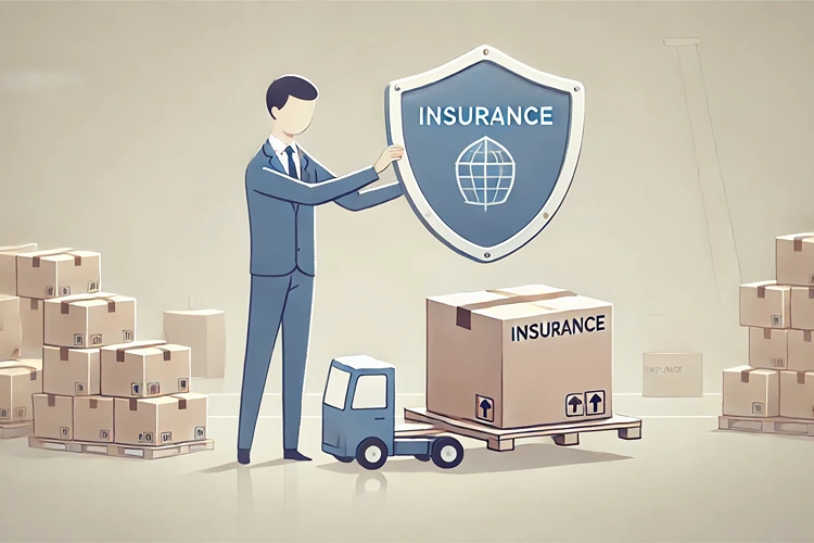 Businessperson placing a shield over goods to represent insurance in a consignment contract.